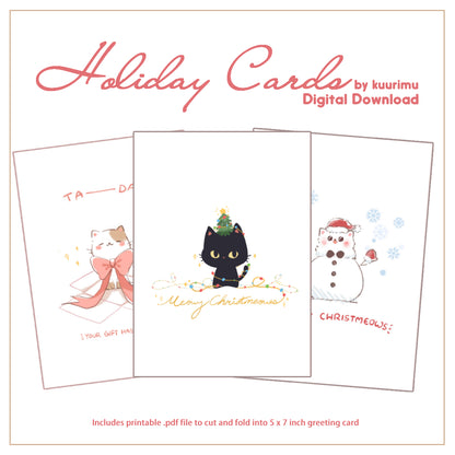 Digital Greeting Cards - Holiday Cats