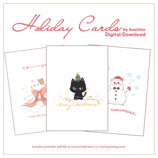 Digital Greeting Cards - Holiday Cats